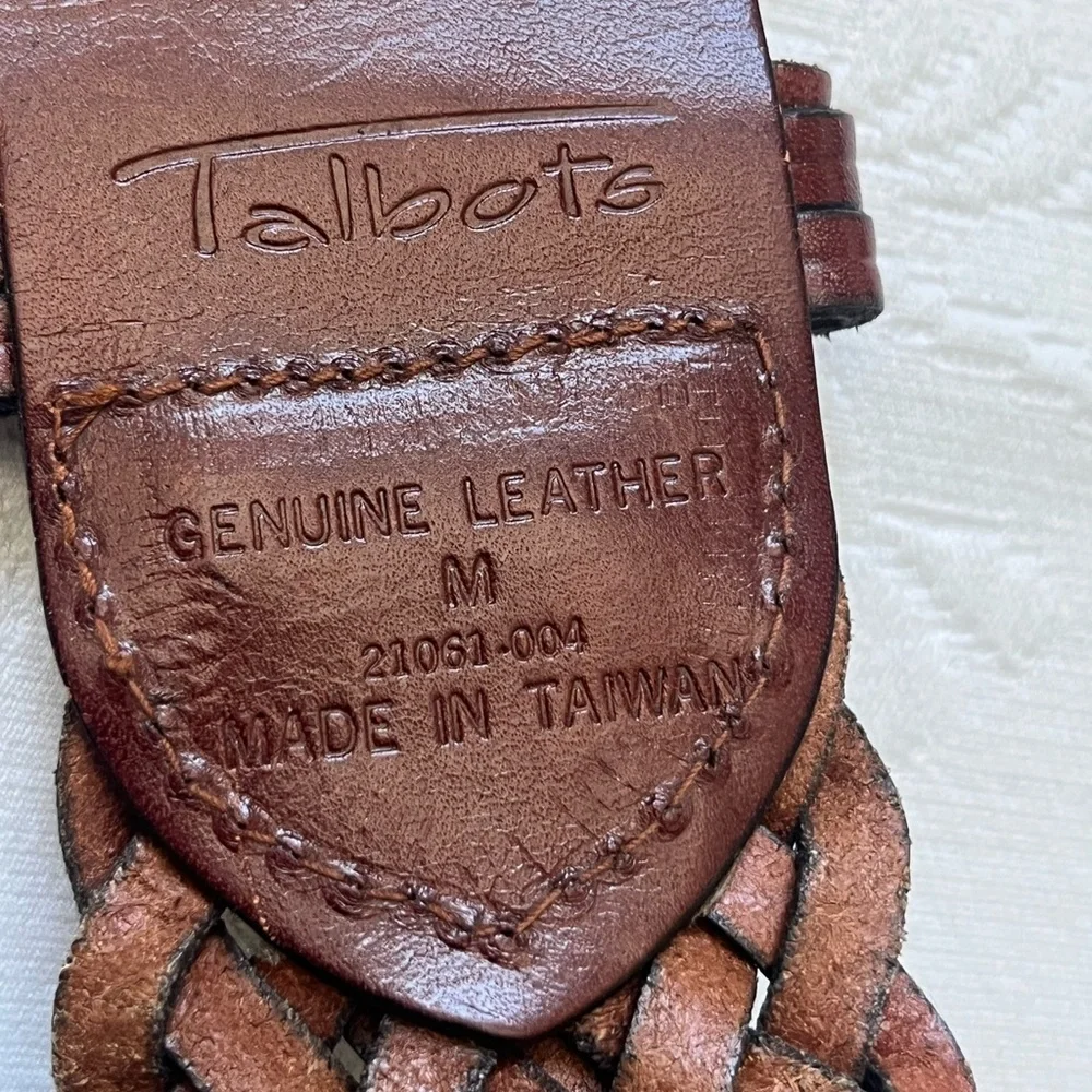 Vintage TALBOTS Women’s Braided Woven Brown Genuine Leather MEDIUM Belt